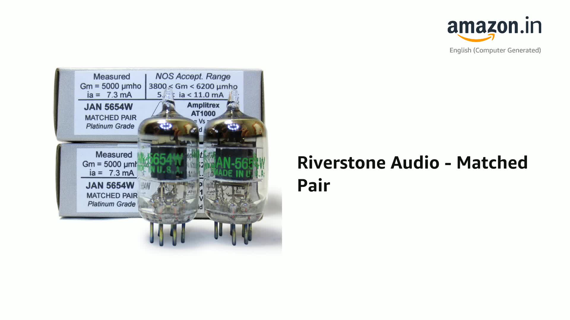 ミュージシャン TUBE Riverstone Audio - Matched Pair (2 Tubes) JAN 5654W Fully-Tested